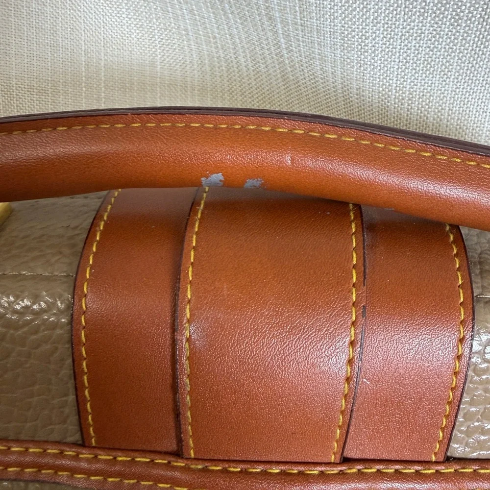 Dooney & Bourke All Weather Leather Briefcase Messenger Bag Taupe Tan Vintage